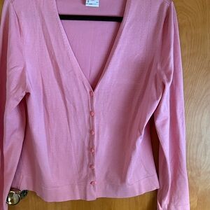 Talbots Women's coral:pink Button-Up Sweater Set